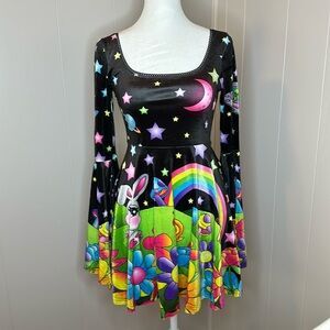 NWT Dolls Kill Velvet Happy Planet Bell Sleeve Dress